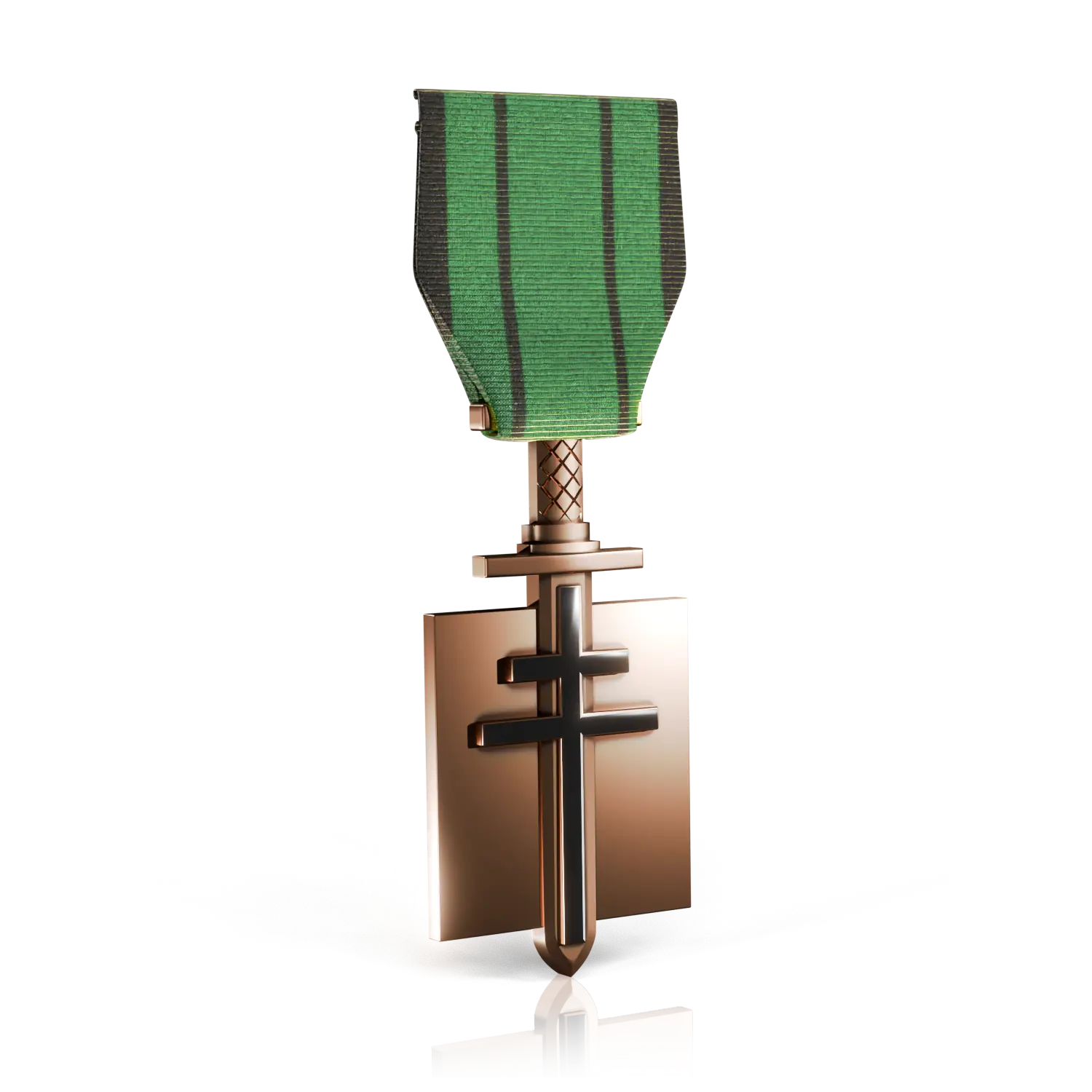 croix du combattant bronze avec tissu vert