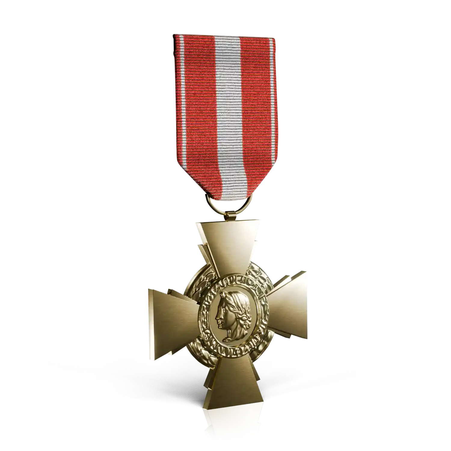 croix de la valeur militaire dorée avec ruban