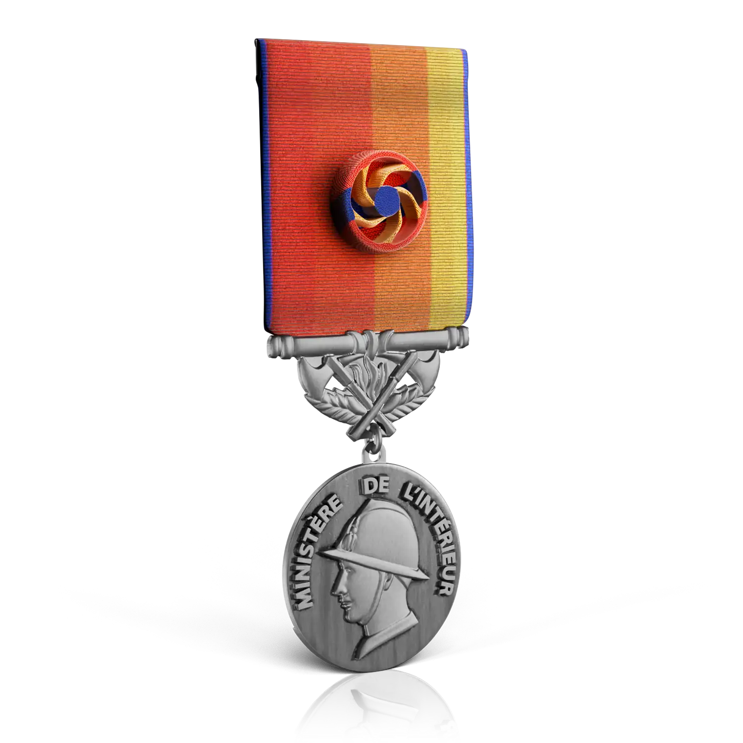 médaille sapeurs pompiers services exceptionnels échellon argent verso