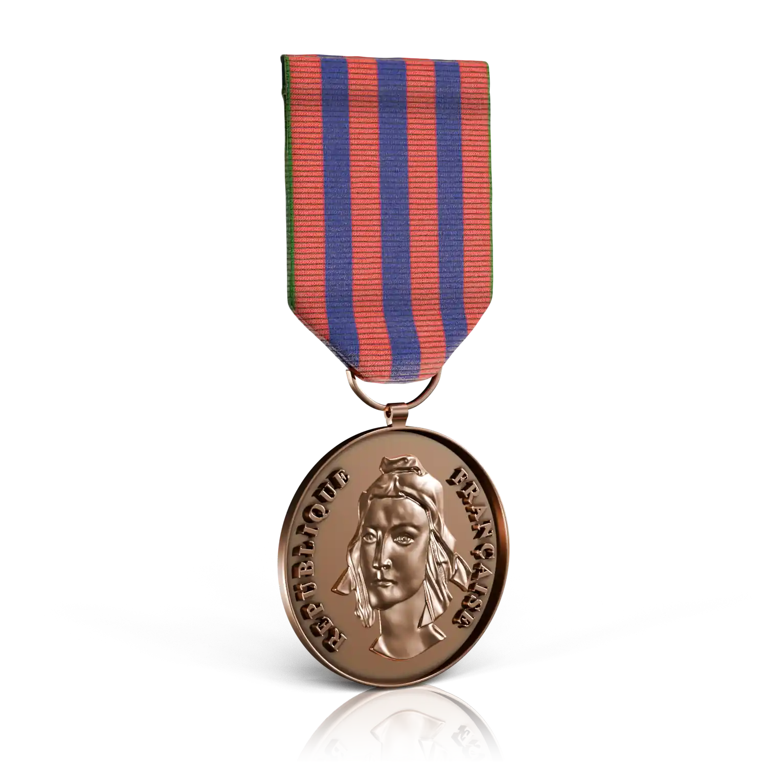 médaille bronze commémoration française avec ruban recto