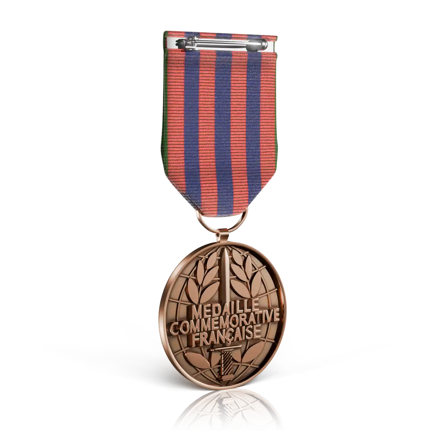 médaille bronze commémoration française avec ruban verso