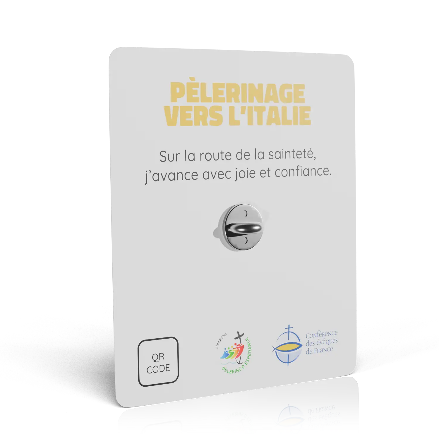 packaging pins jubilé des jeunes 2025 pélerinage vers l'italie verso