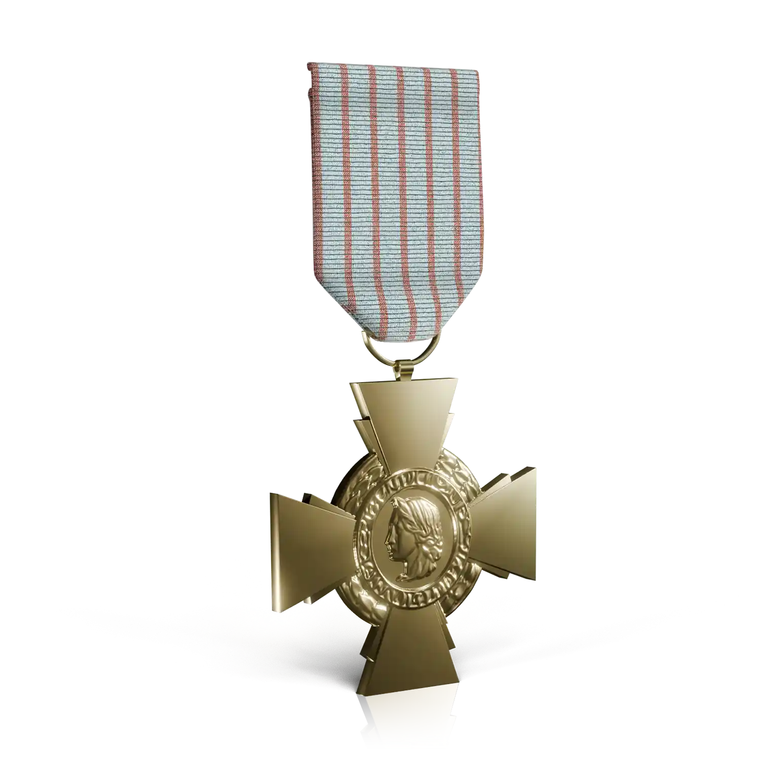 croix du combattant dorée avec ruban recto