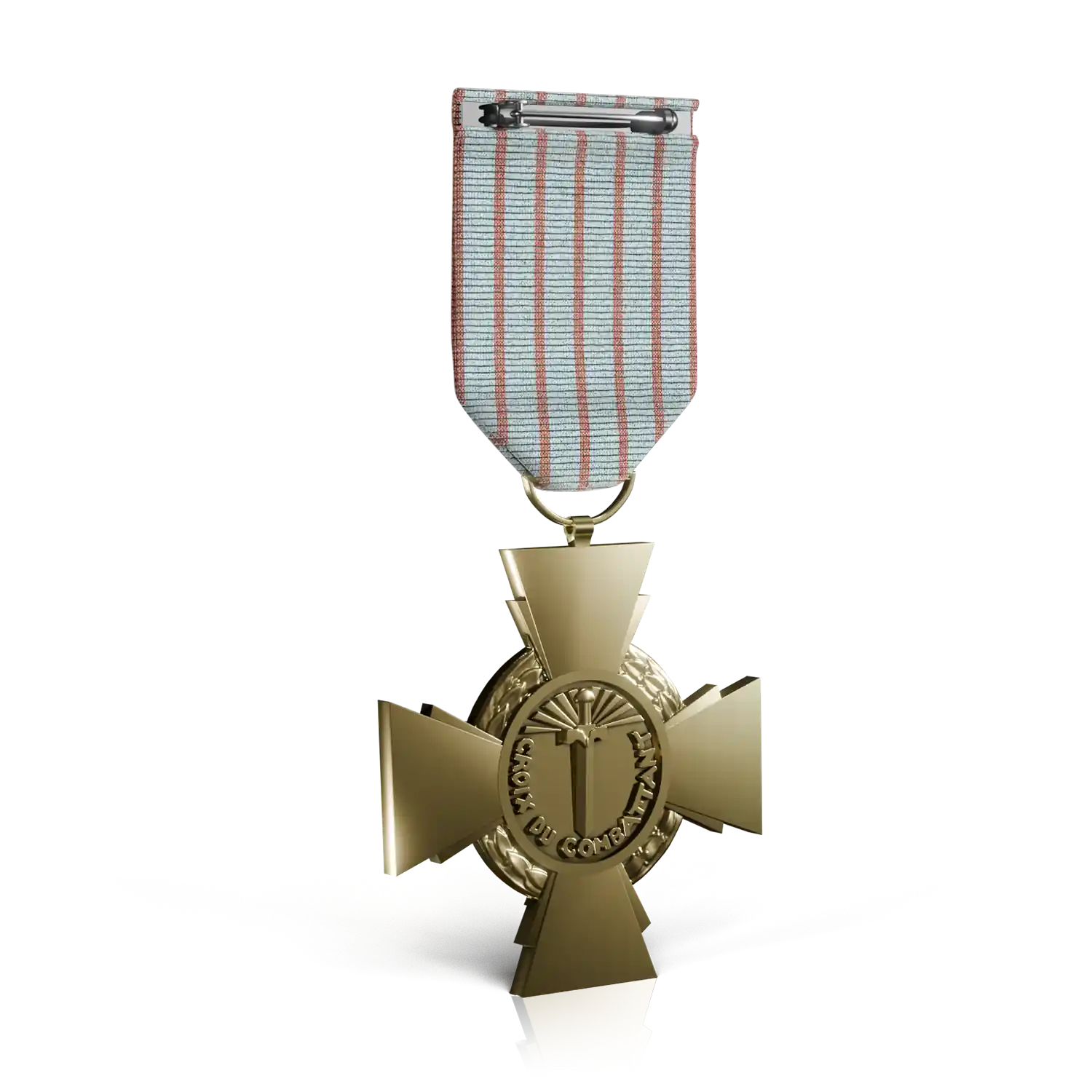 croix du combattant dorée avec ruban verso