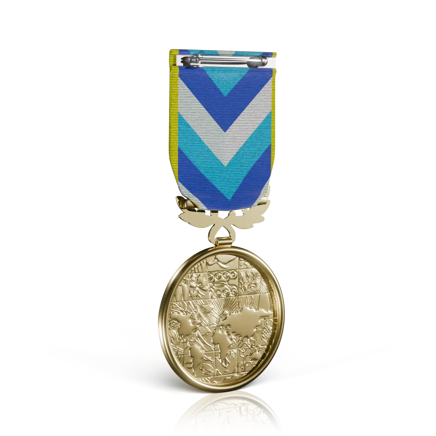 médaille or engagement ultramarin avec ruban bleu et blanc