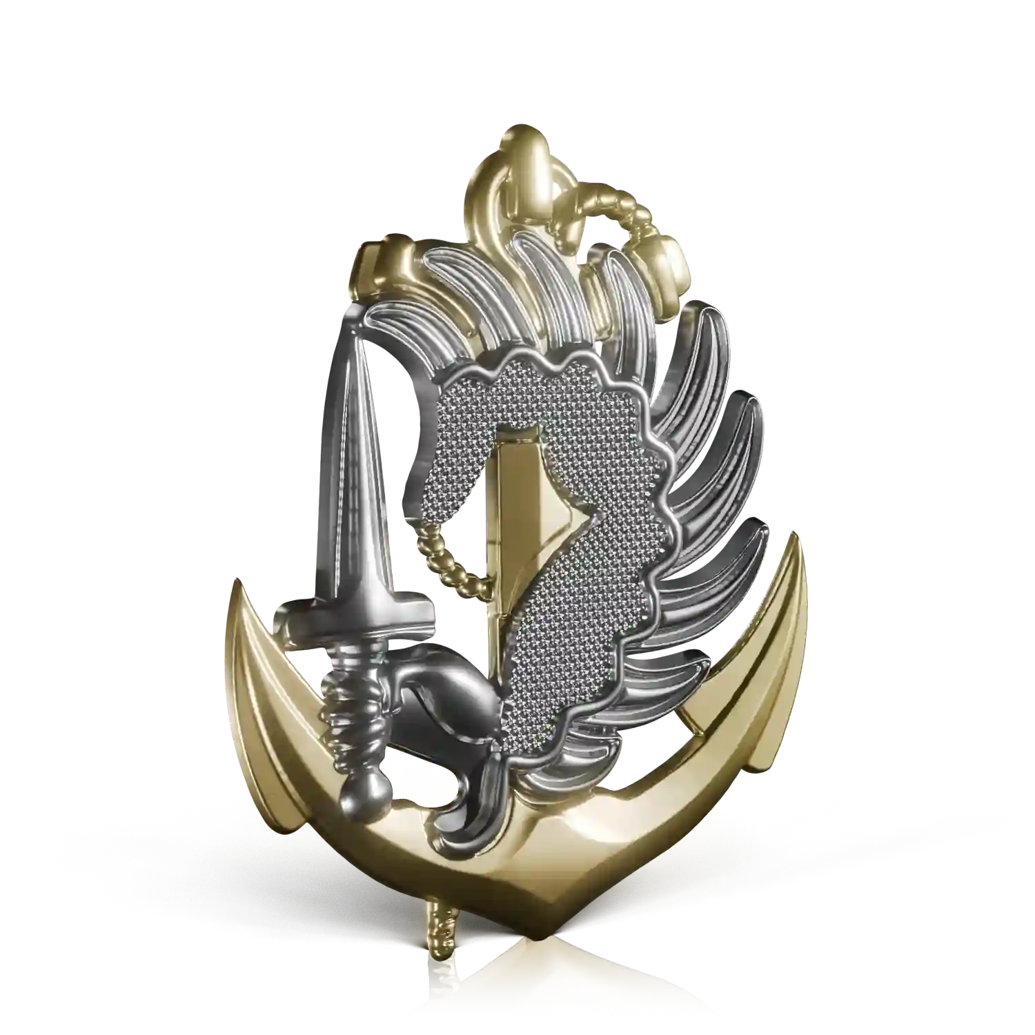 insigne militaire dorée et argentée parachutiste marine