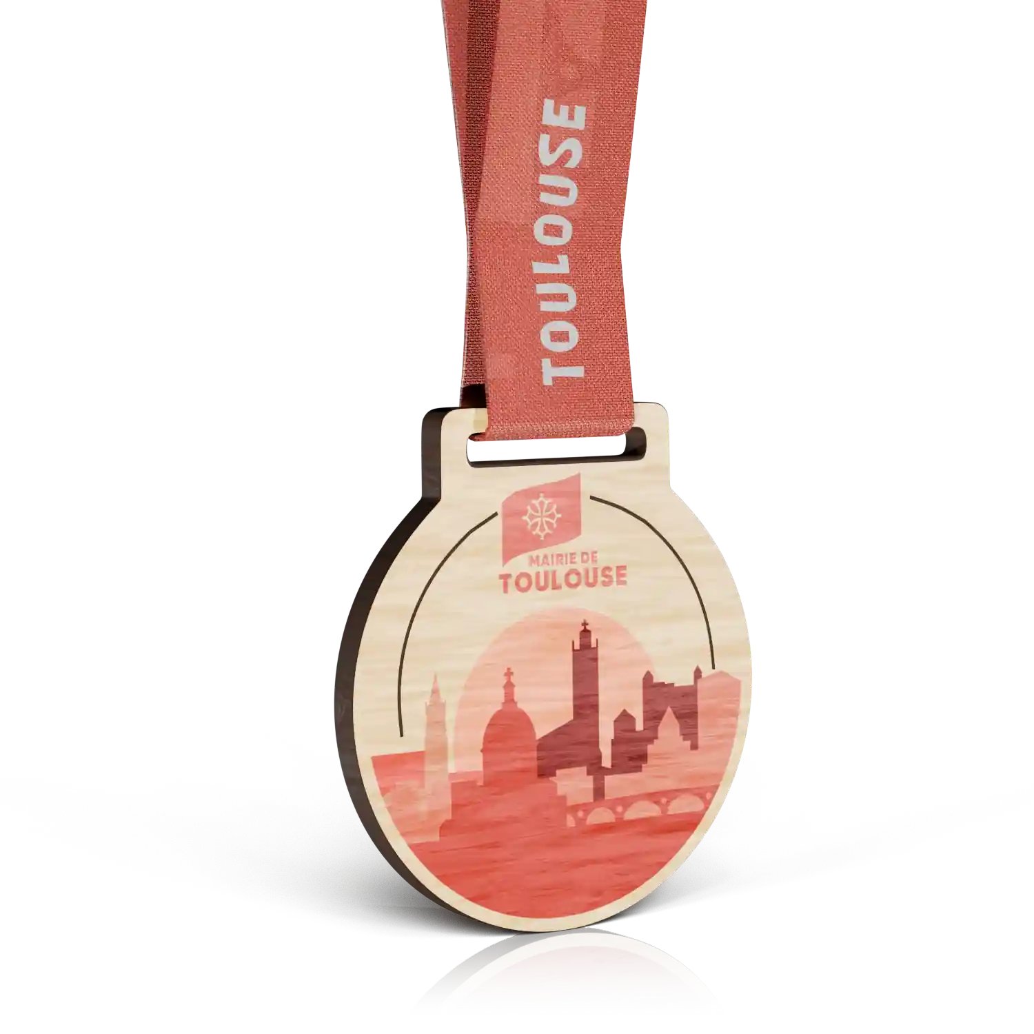 médaille en bois pour la mairie de toulouse recto