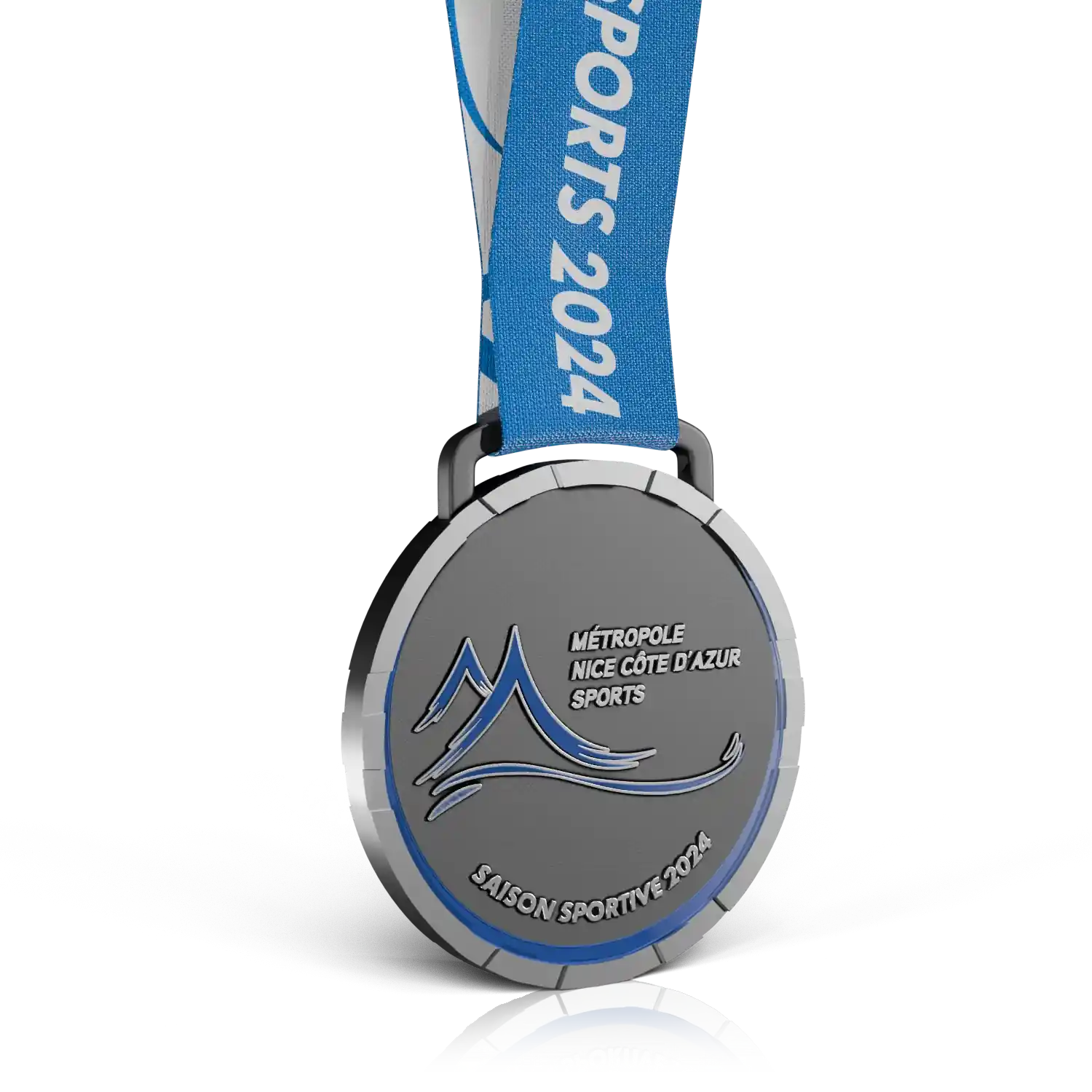 médaille métal argenté métropole sportive de nice recto