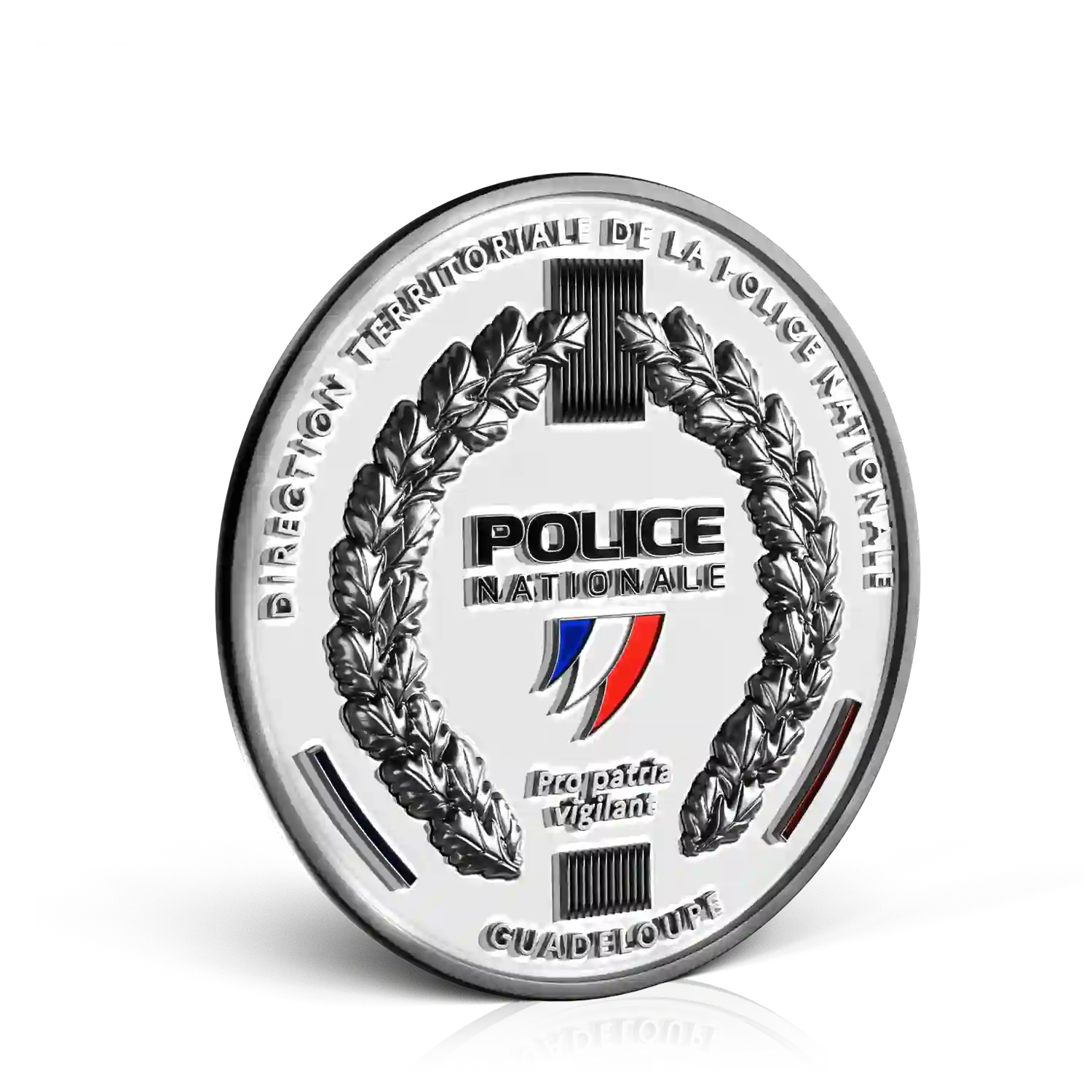 médaillon argenté police nationale guadeloupe recto