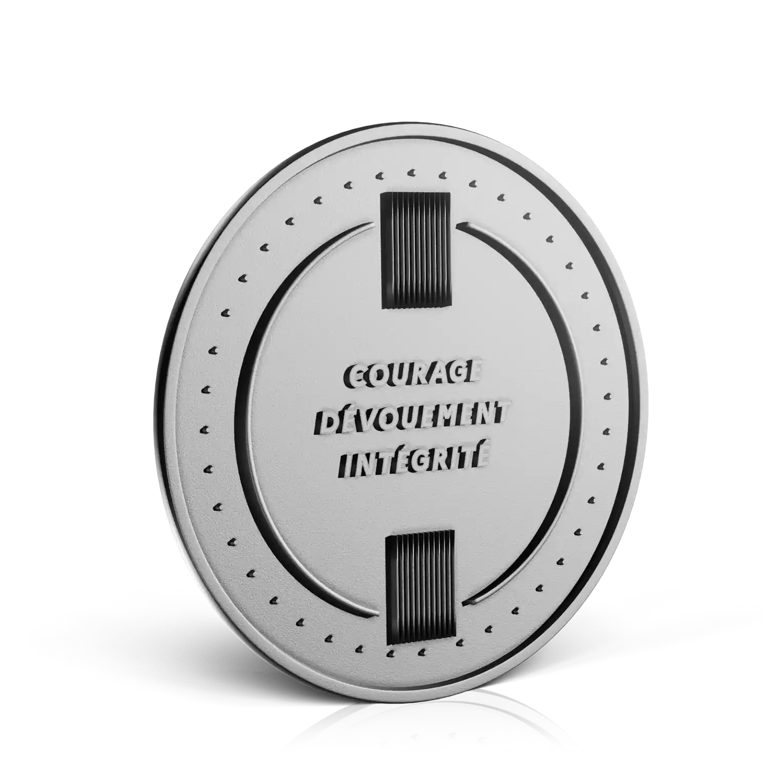 médaillon argenté police nationale guadeloupe verso