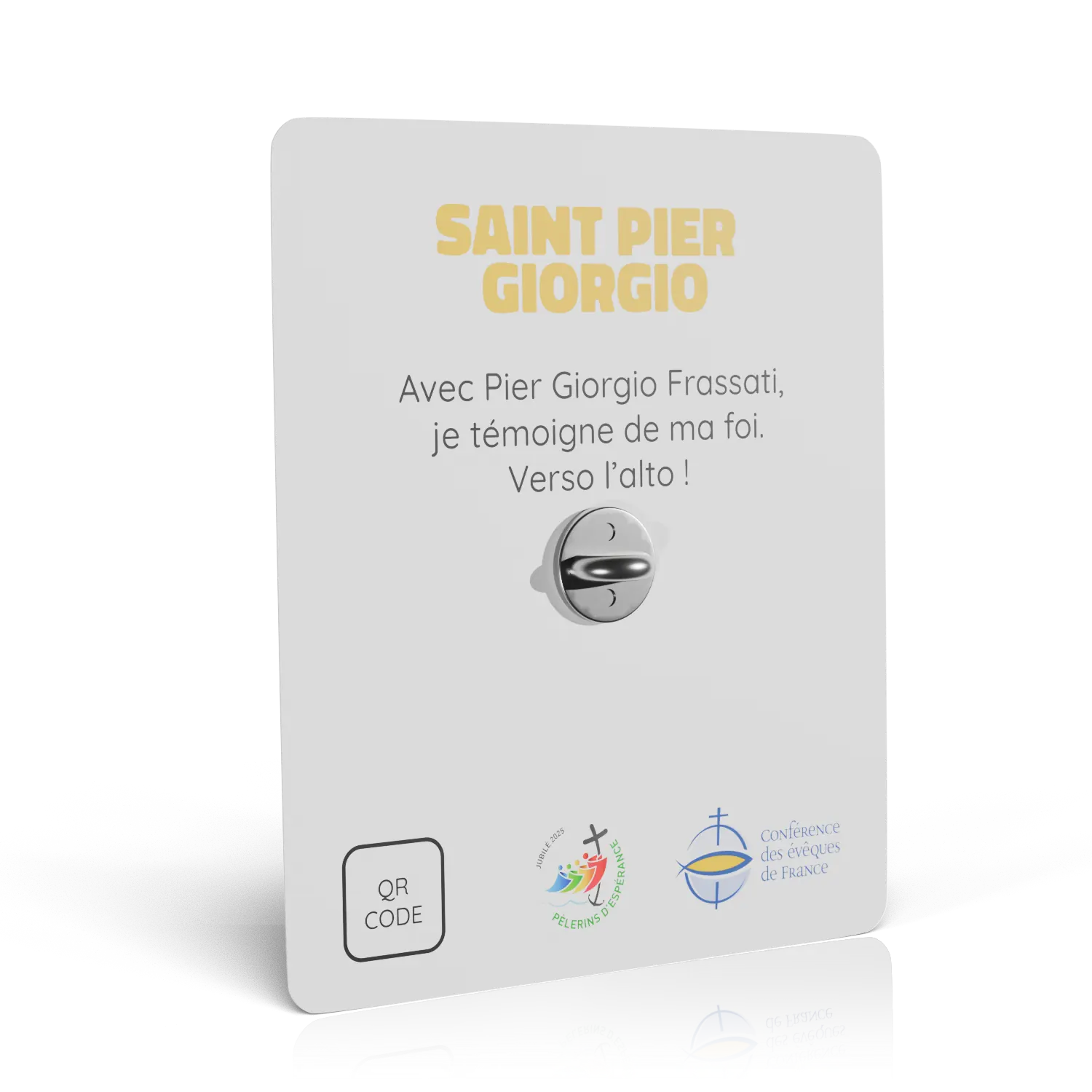 packaging pins jubilé des jeunes 2025 saint pier giorgio verso