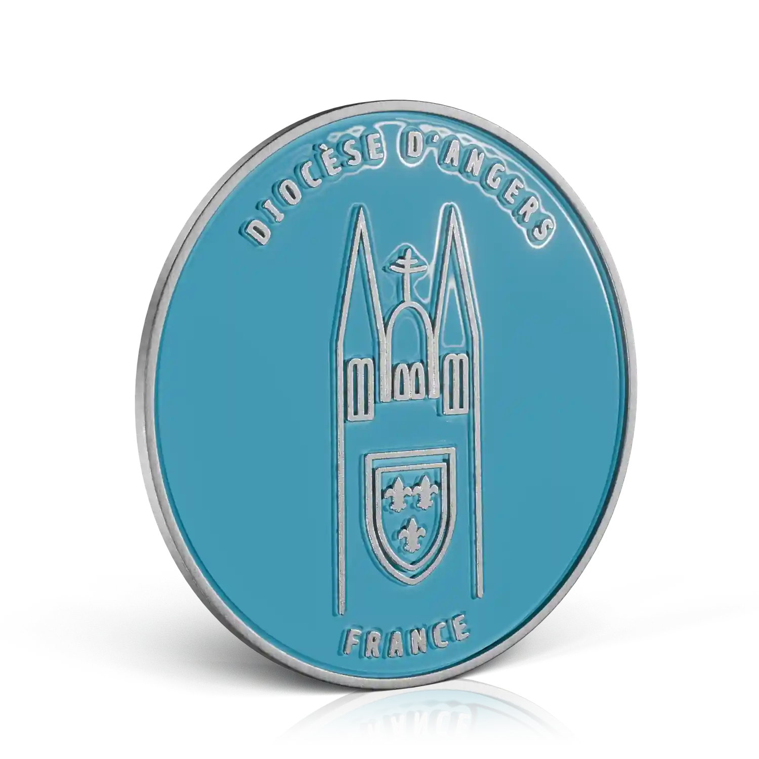 pin's argenté émaillage bleu jjubilé des jeunes d'angers