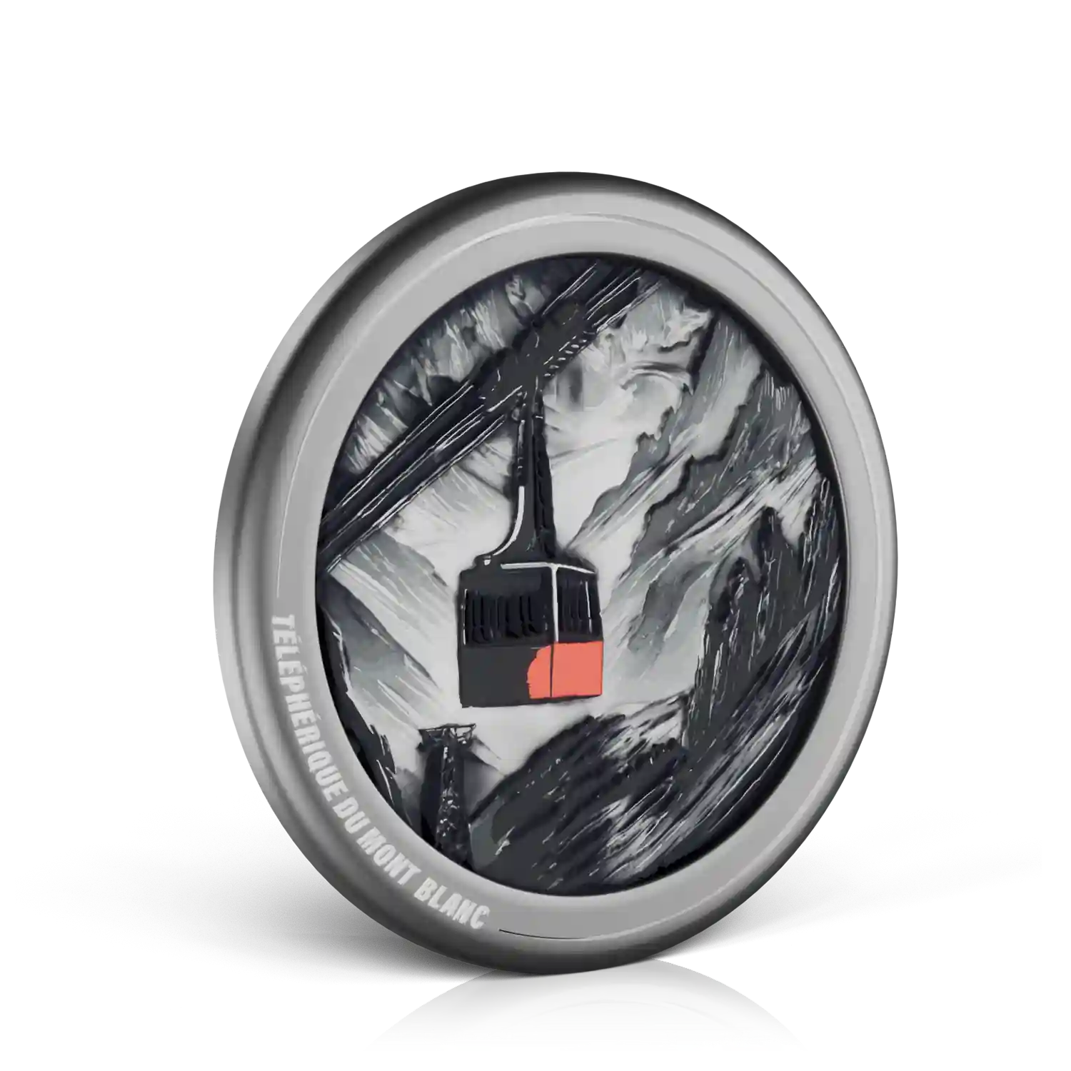 pin's argenté téléphérique du mont blanc