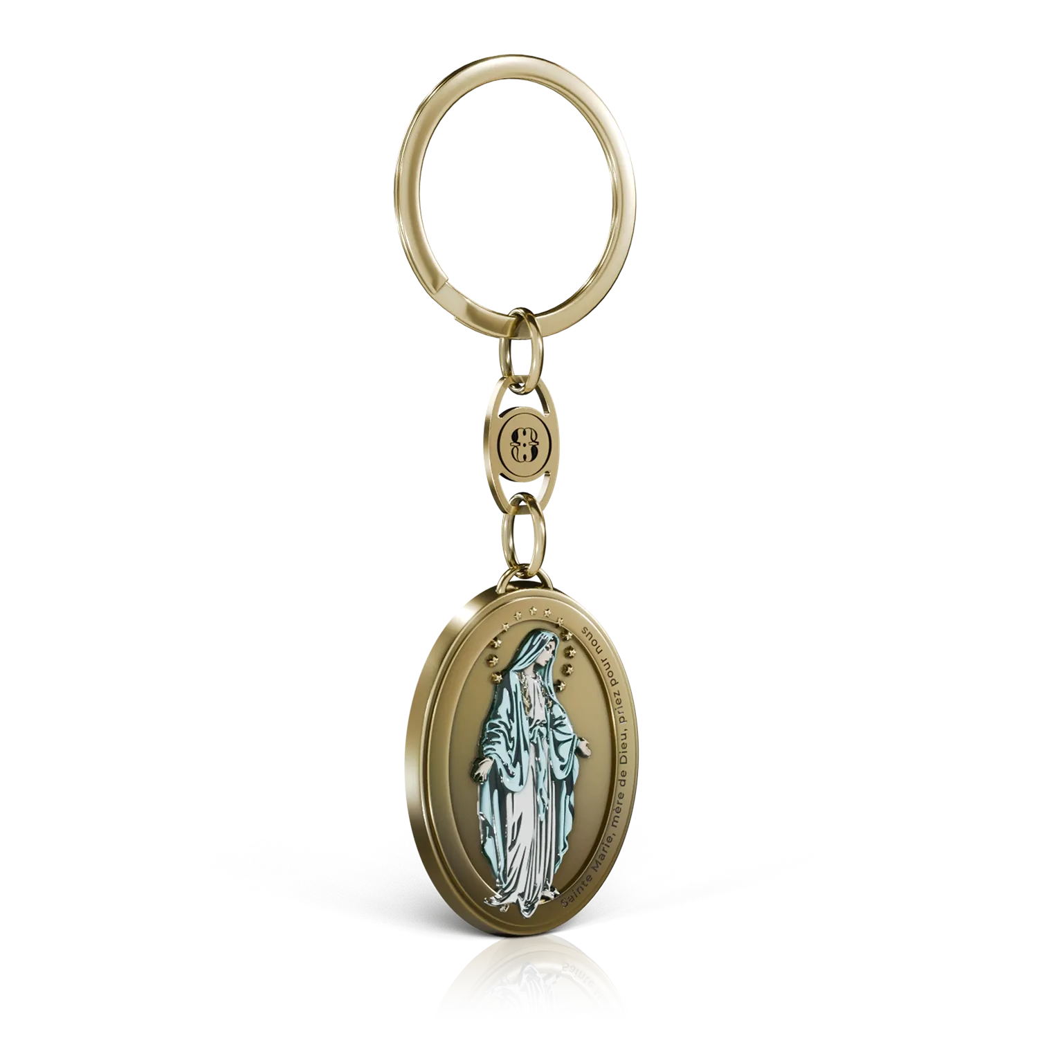 porte clé doré vierge marie